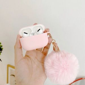 Fluffy Charm Pendant Case for AirPods Pro, Pink